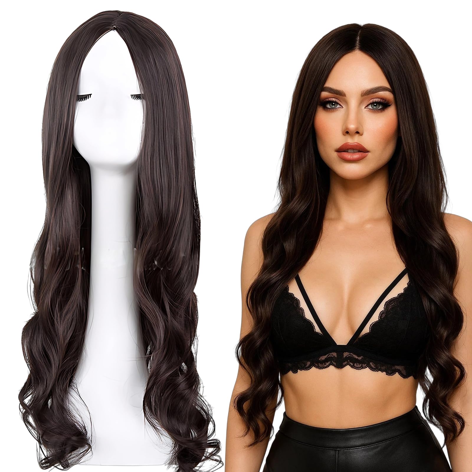 Brown Wigs for Women 1 Pcs Ladies Wigs, 70 cm Long Brown Wig