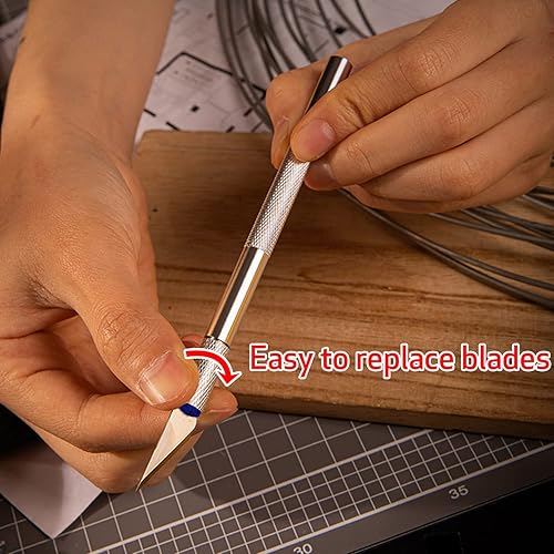 Miniatura 4 de Juego de 21 cuchillos de precisión para manualidades, cuchillos afilados para álbumes de recortes, plantilla, modelado de arte, escultura, cuero de