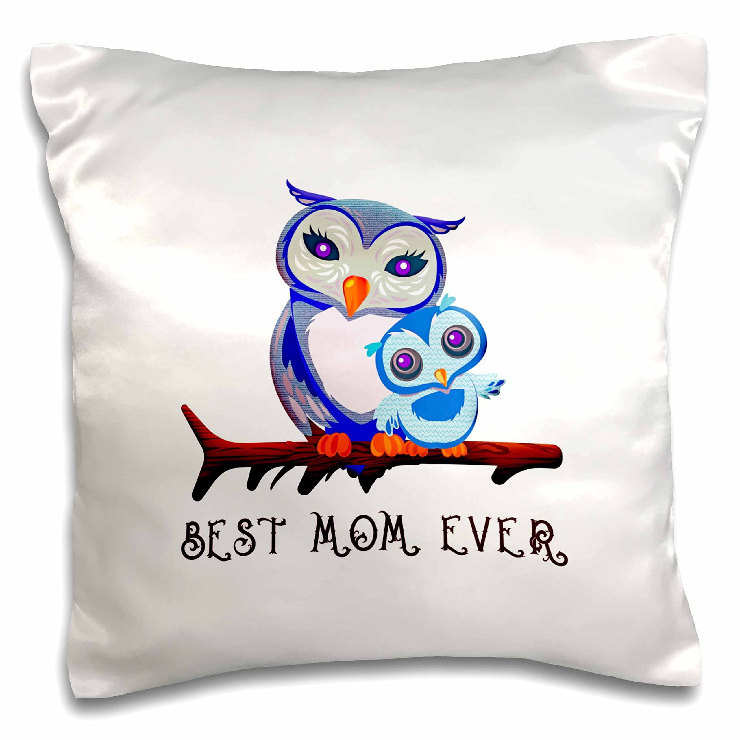 3dRose Alexis Design-Love-Breathtaking Adorable Mother and owl Kid. Best Mom Ever (pc-298684-1) Pillow Case, White