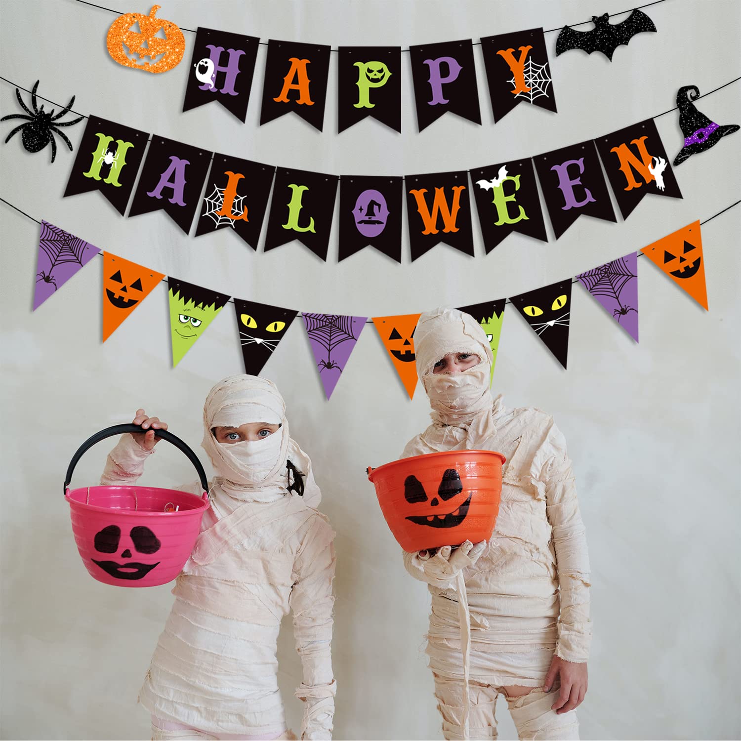 Unique Party Banner Happy Halloween Con Glitter Arancione E Nero – 2,7 Metri Di Festa!