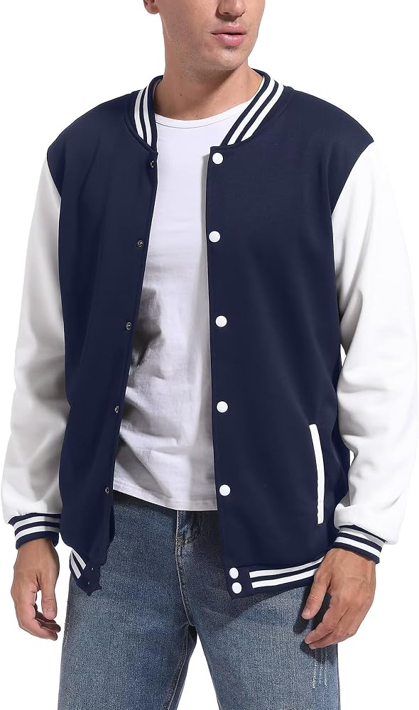 DHSPKN Men's Letterman Bomber Jacket