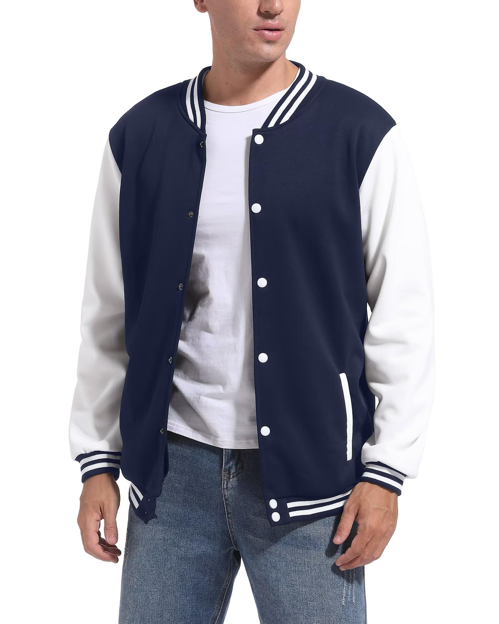 DHSPKN Men's Varsity Baseball Jacket Causal Slim Fit Varsity Letterman Jacket Boys Bomber Jackets