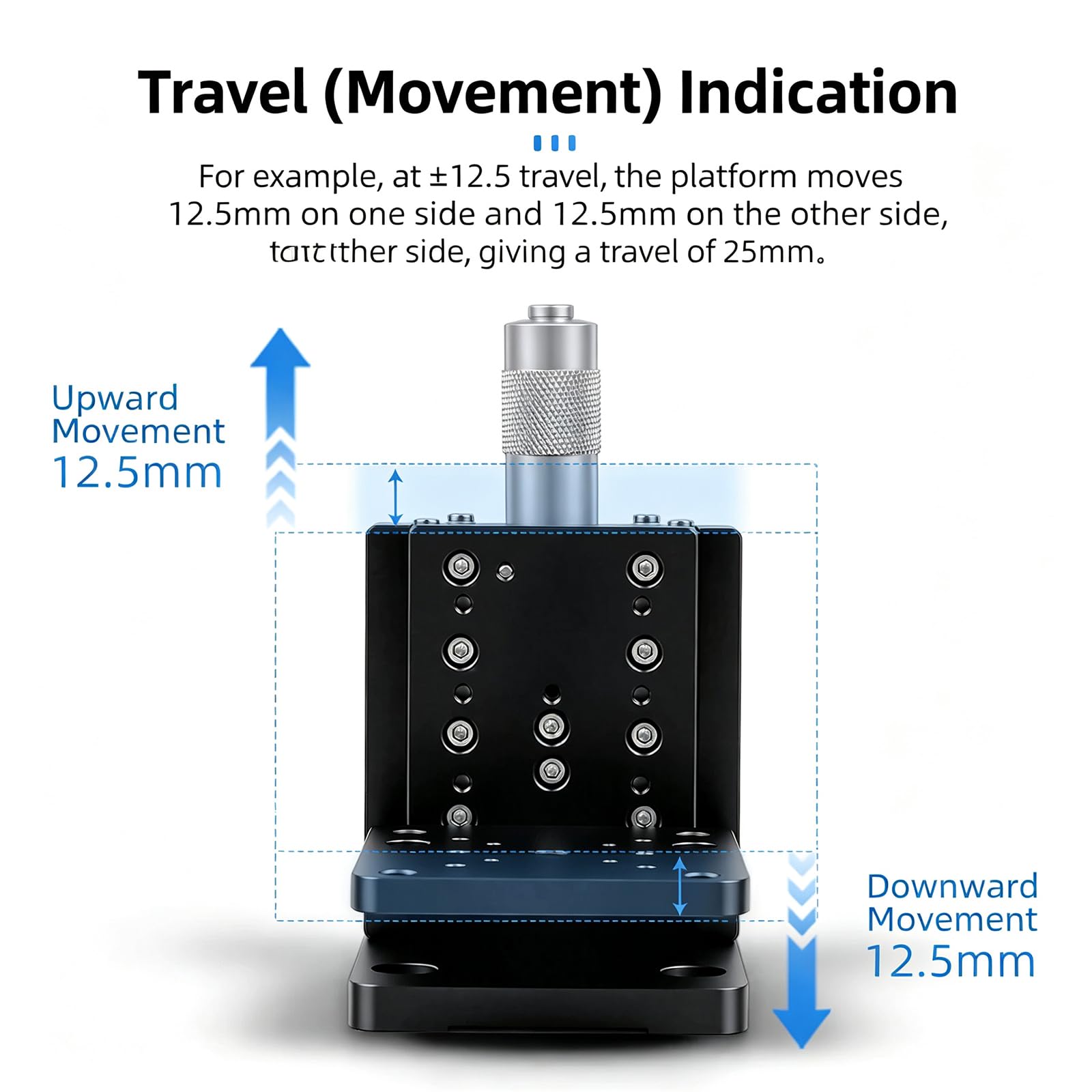 Ręczna platforma do podnoszenia kolumn, pionowy etap tłumaczenia osi Z, skrzyżowane łożysko wałeczkowe, skok 25 mm, obciążenie 4 kg, do wyrównania optycznego, pozycjonowania laboratoryjnego