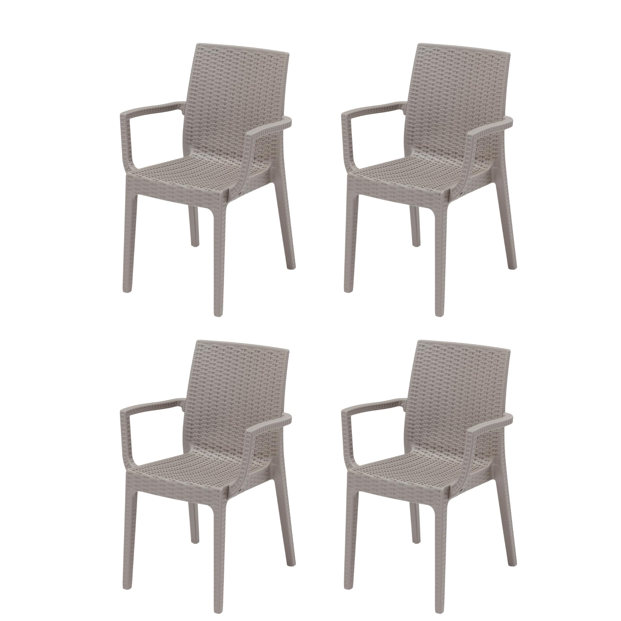 HOUSE COLLECTION, SEDIE DAFNE CON BRACCIOLI, IN POLIPROPILENE, LINEA RATTAN, TORTORA (ARE064x4)