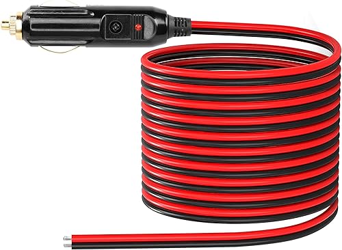 CERRXIAN Cable de enchufe macho para encendedor de cigarrillos, repuesto de 12 V, con fusible de 20 A, cable de cola estañado de 13 AWG, 6.6 ft6.5
