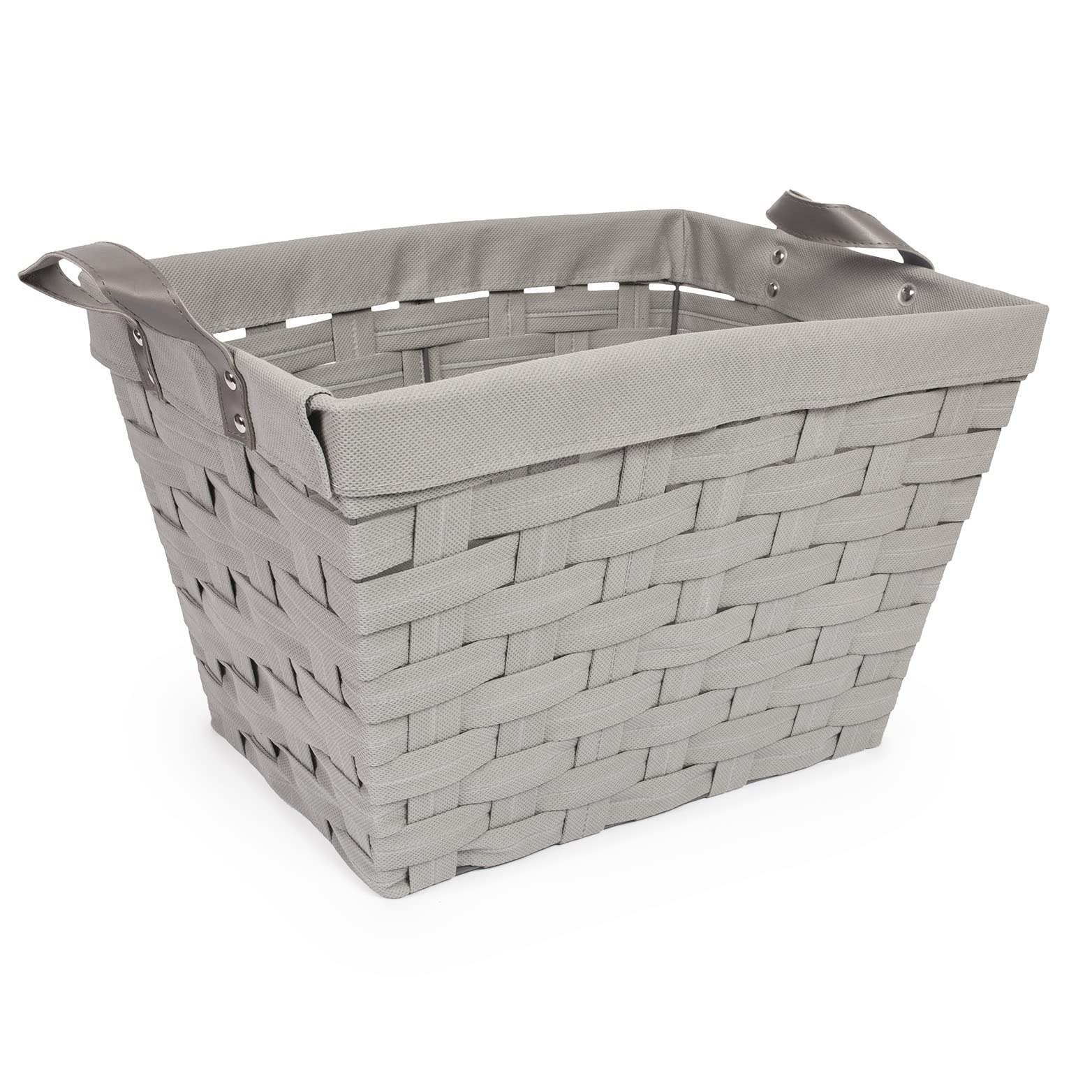 Ehc Grey Large Rectangular Shelf Storage Laundry Toys Mulit-Purpose Basket Hamper Organizer With Handles,