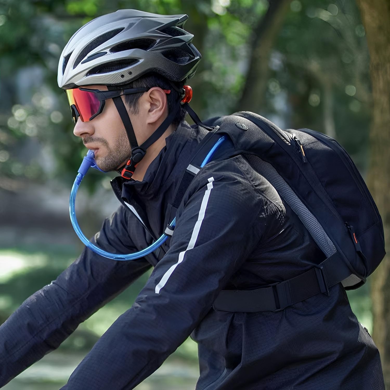 Bolsa de hidratación portátil de 2 l, con tubo para beber, para ciclismo, escalada, correr, senderismo al aire libre, azul, negro, verde