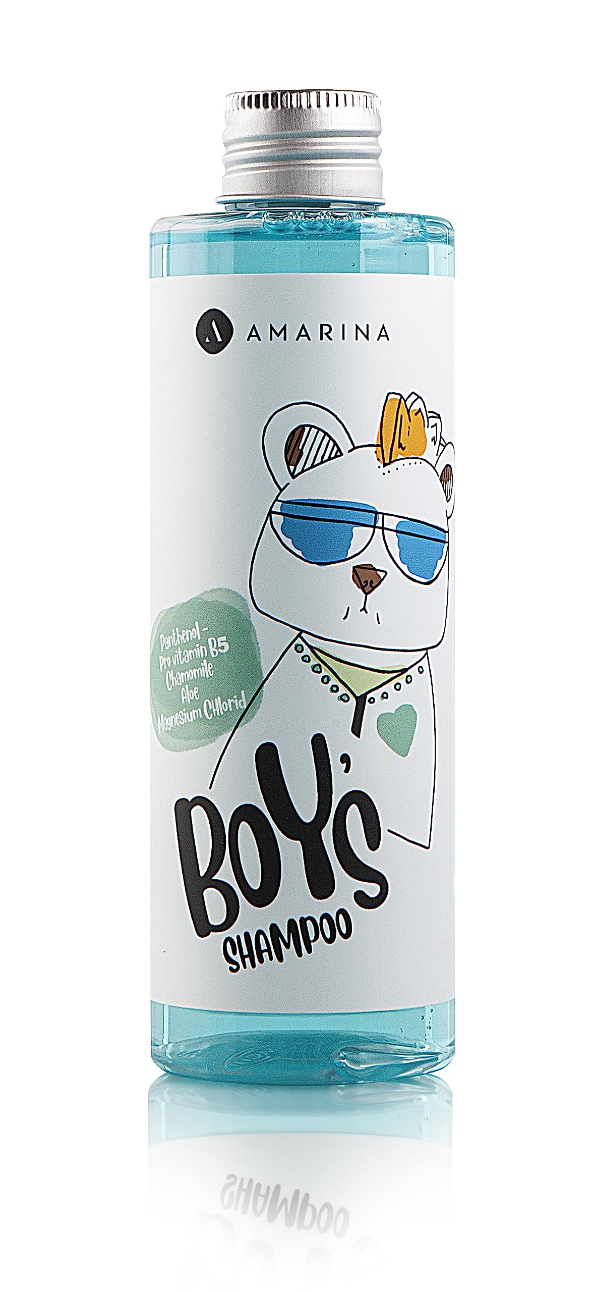 Healthy Hair for Kids & Teens: Amarina Boys Shampoo - Toxin-Free, Hypoallergenic, Nourishing Formula with Panthenol, Chamomile, Aloe Vera, & Magnesium Chloride - Promotes Thick, Vibrant Hair