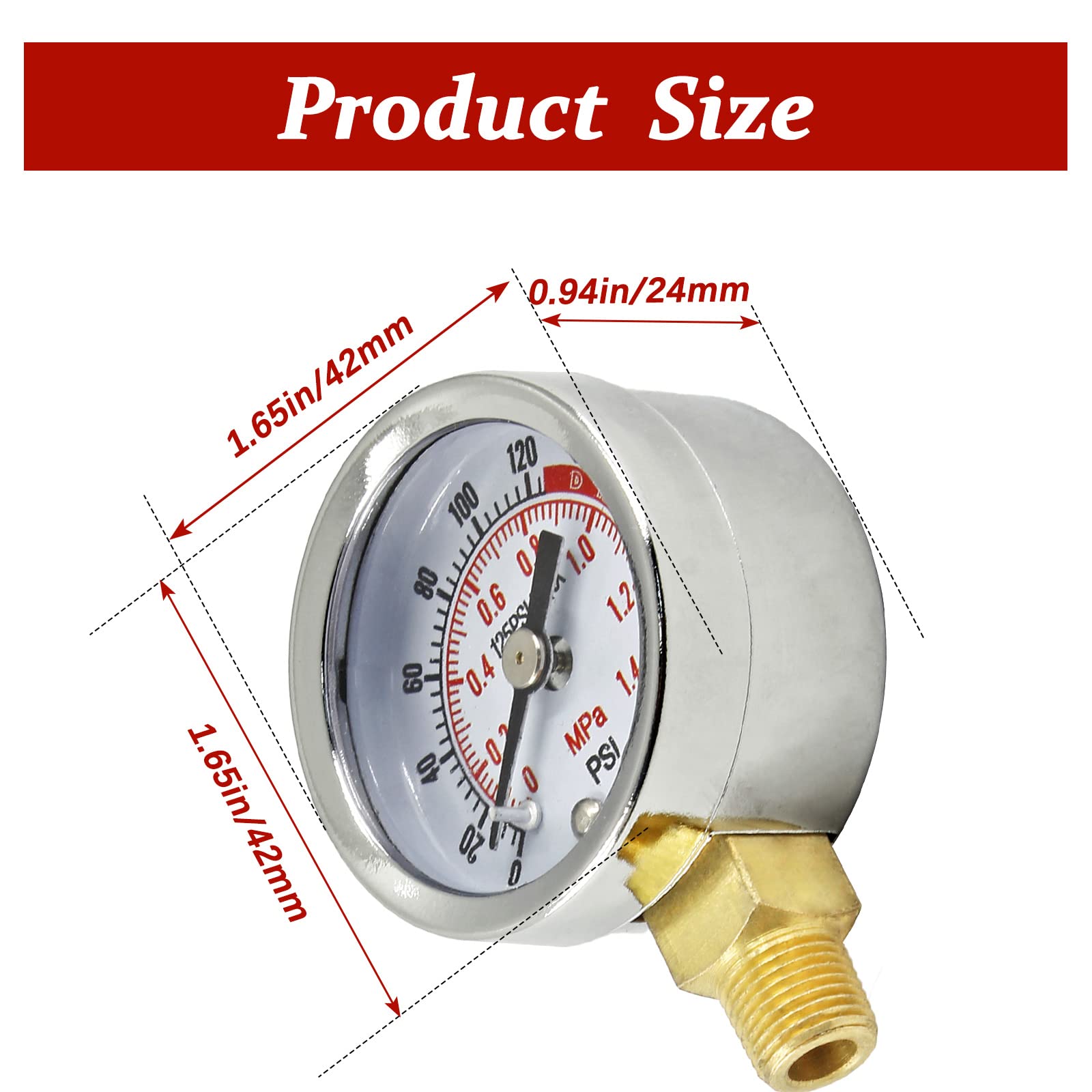 Amazon | BokWin 1/20.3 cm NPT 0-200 Psi エアタンク圧力計、1個 2