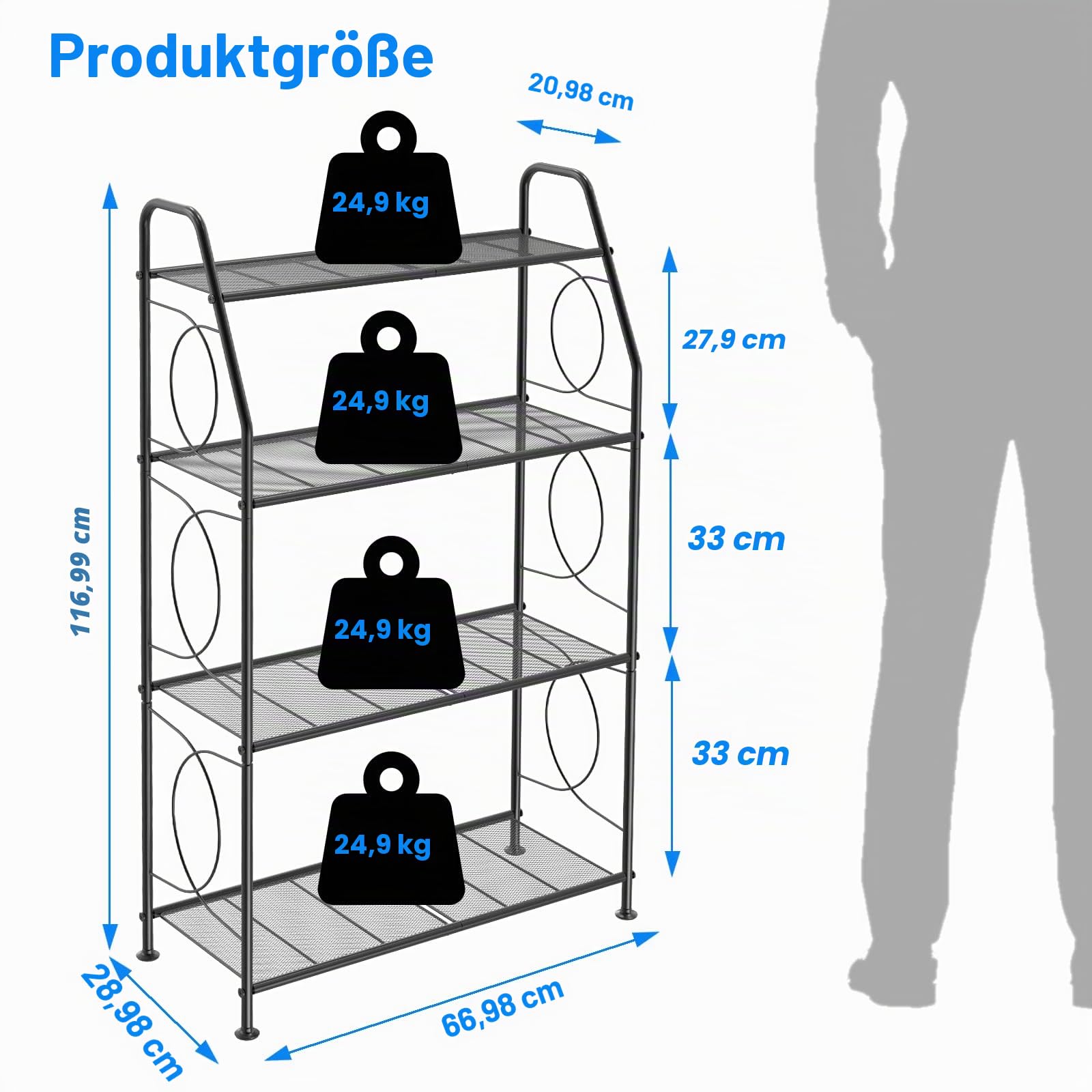 VyGrow Pflanzenständer, Pflanzenregal für drinnen und draußen, strapazierfähiger Metallständer für Pflanzen im Außenbereich, für Wohnzimmer, Balkon und Garten, Black