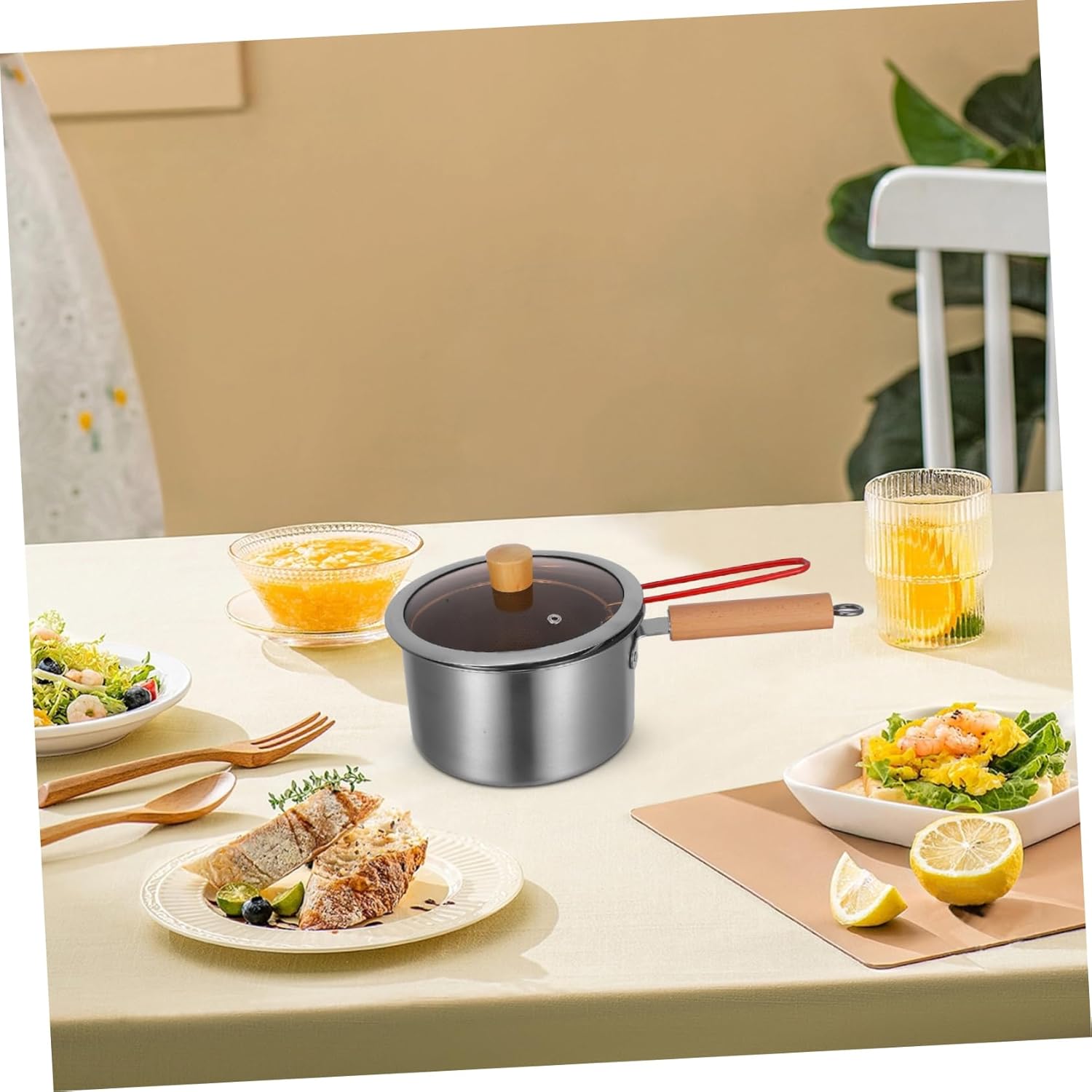 1Set Stainless Steel Frying Pot with Frying Basket Lid Deep Fryer for Cooking Porridge Soup Ergonomic Handle Kitchen Essential