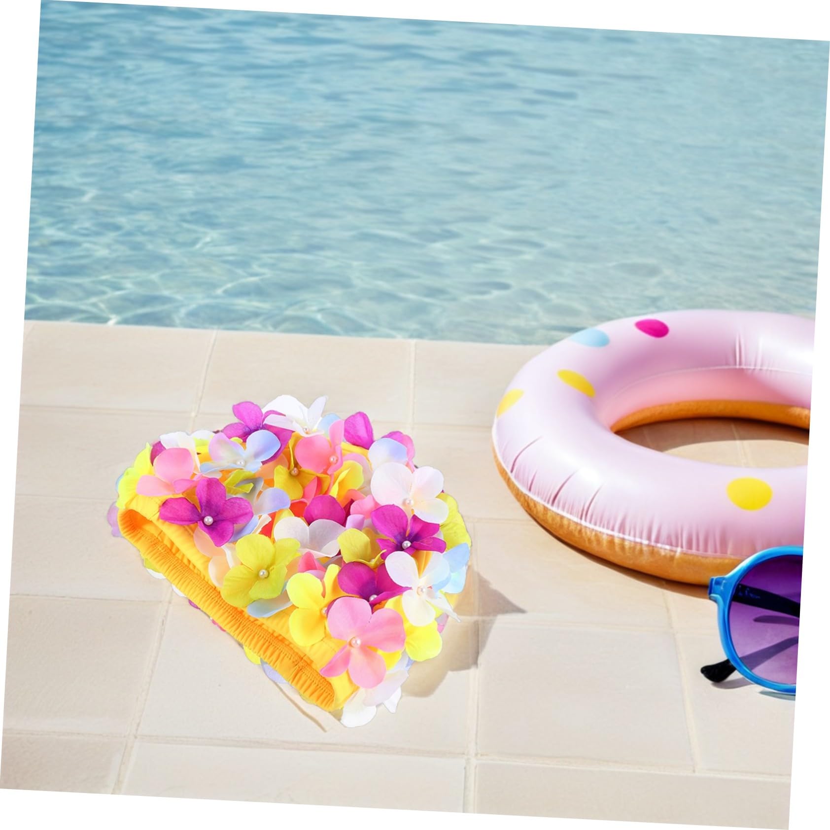 TOYANDONA 3piezas Gorro de Natación para Mujer Diseño de Pétalo con Flores Protector de Cabello para Piscina y SPA