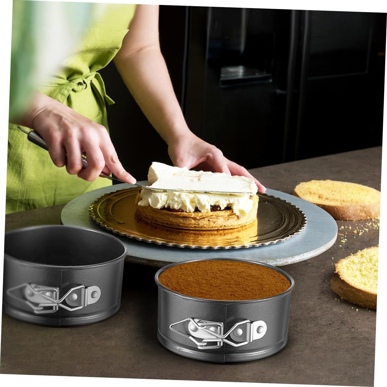 Garneck 6pcs Mini Cake Pans Set, 4-inch Carbon Steel Non-stick round Baking Molds for Cheesecake, Mousse Cake, and Small Desserts, for Weddings, Birthdays, and Holiday Baking