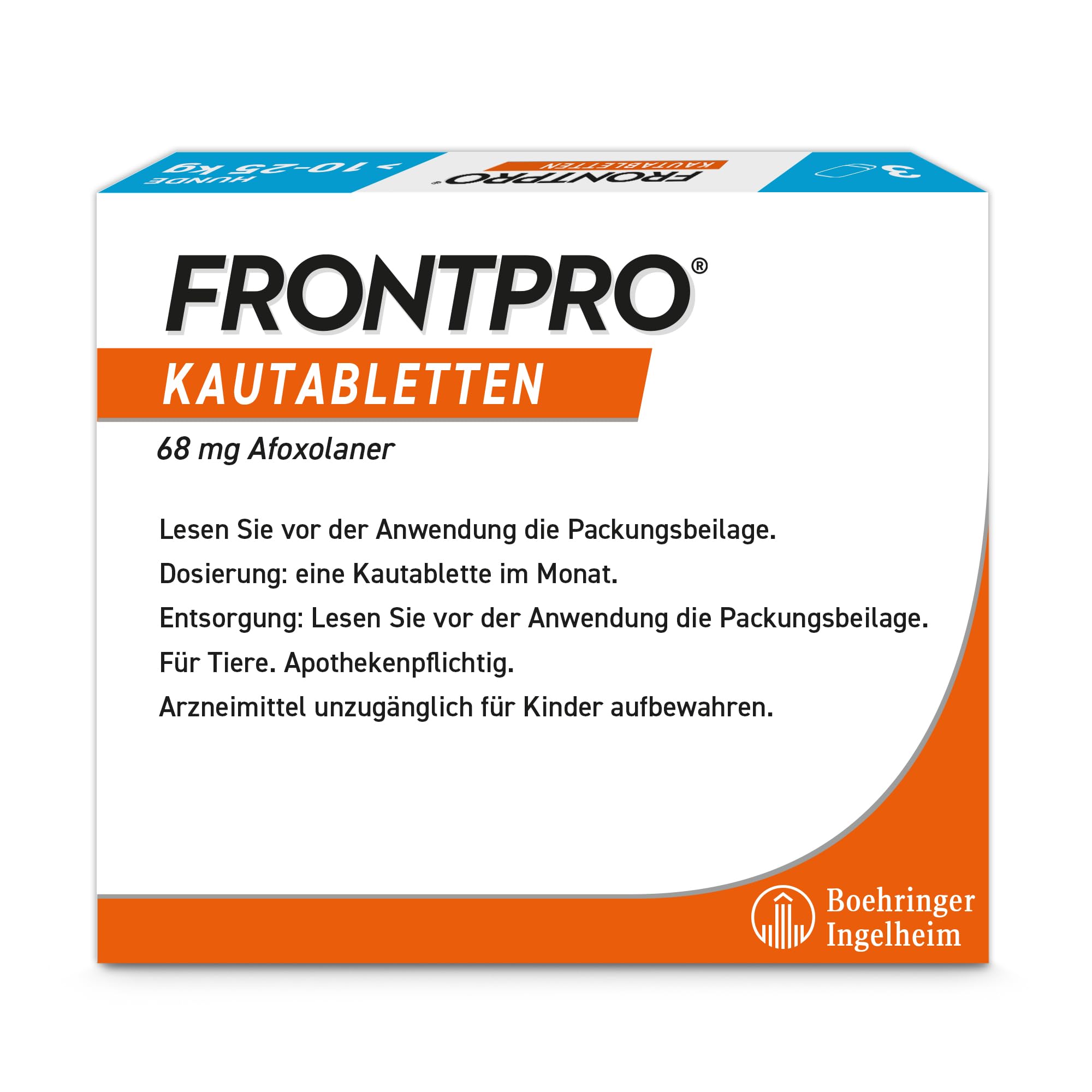 FRONTPRO Hund L - Kautablette gegen Zecken & Flöhe (Hunde 10 bis 25 kg) - 3X Kautabletten für 3 Monate Zecken- und Flohschutz