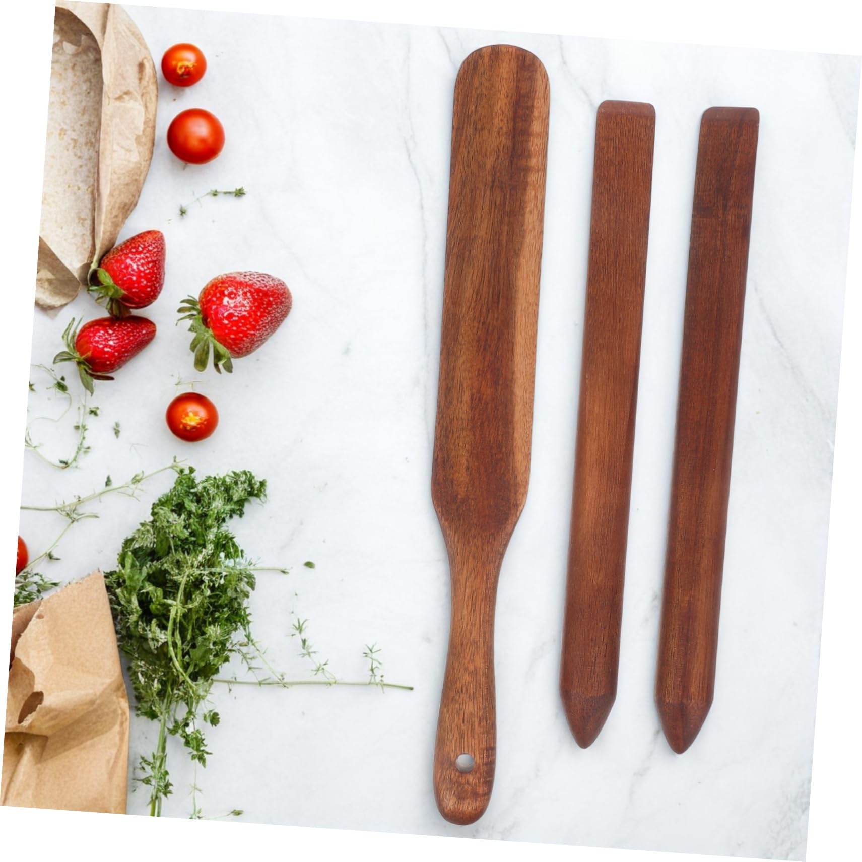 LABRIMP 3 Piezas Madera de Acacia para Remover Masa Madre Varillas de Madera para Mezclar Pan de Acacia para Cocina y Hornear Utensilios de Cocina