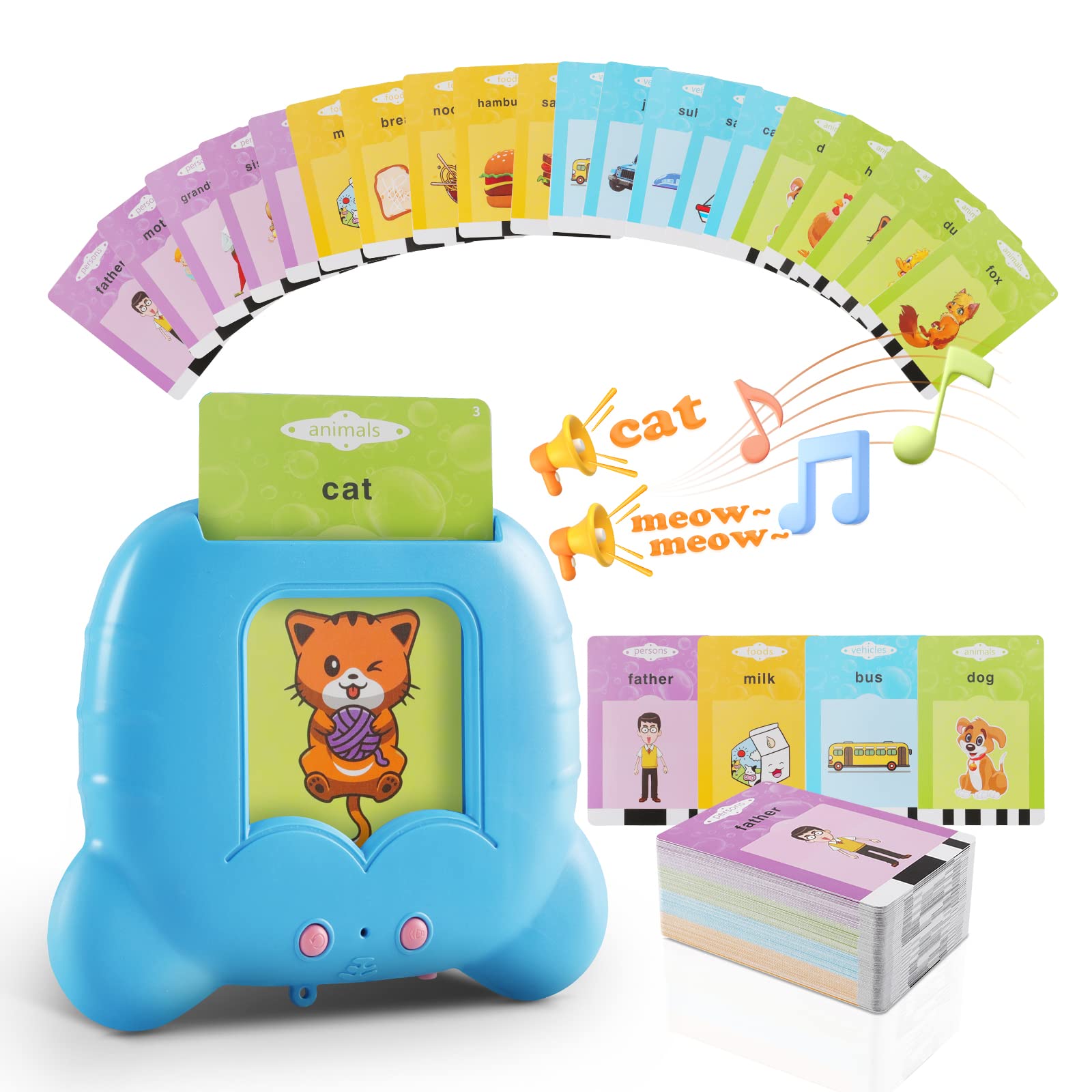 Talking Flash Cards Early Educational Learning Toys for 3 4 5 6 Year Old Boys 112 Cards 224 Words Electronic Interactive Preschool Reading Spelling Games for Toddlers Birthday Easter Gifts for Kids