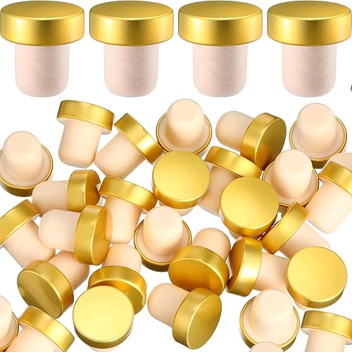 Miniatura 12 de Yookeer Tapón en forma de T de corcho para botellas de vino, tapón reutilizable para botellas de cerveza, bricolaje (negro, 72 piezas)