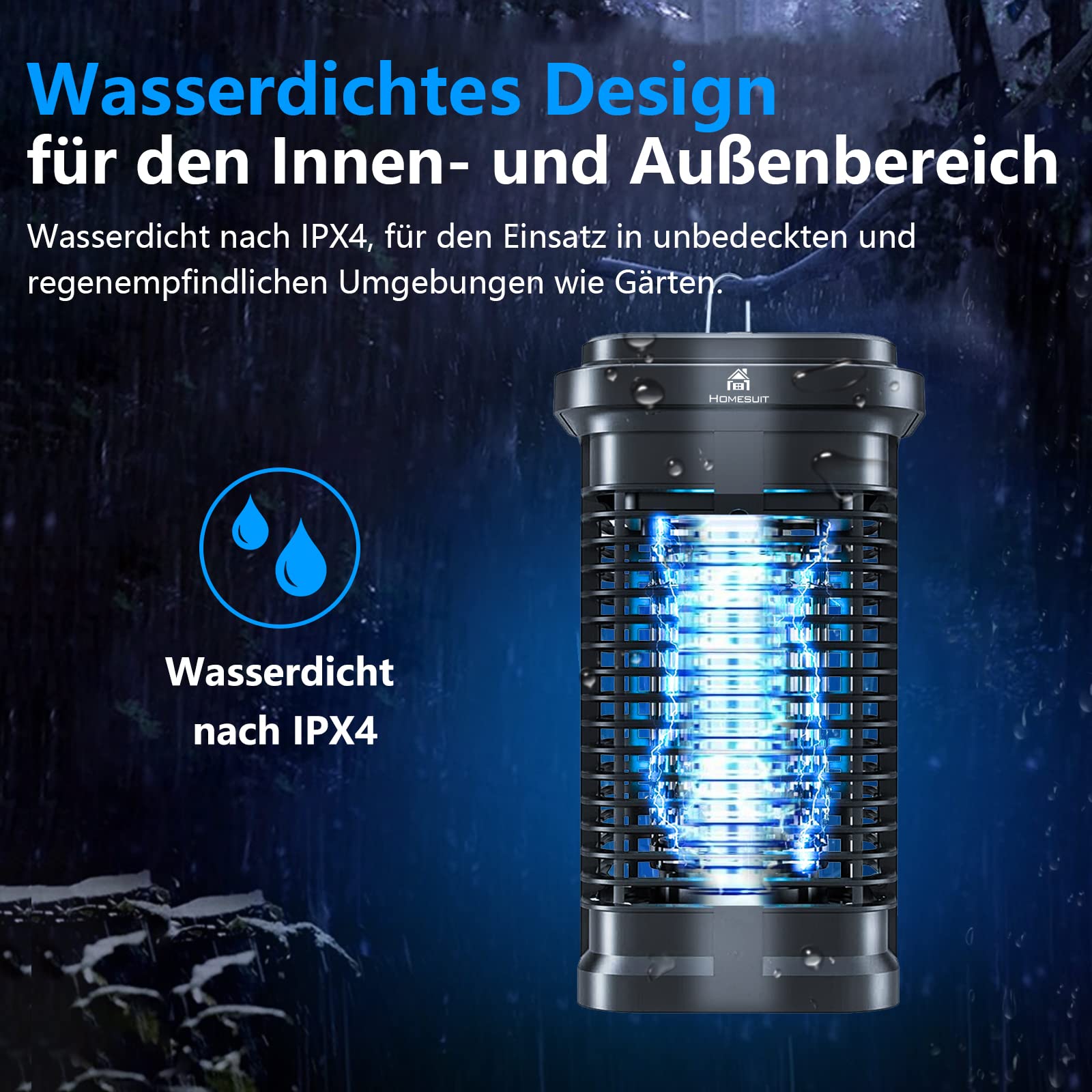 Homesuit Fliegenfalle Elektrisch Insektenvernichter Mückenlampe Mückenabwehr Outdoor 20W 4000V Elektrische Moskito Zapper Wirksam zum Reduzieren Fliegender Insekten für Innen Schlafzimmer und Gärten