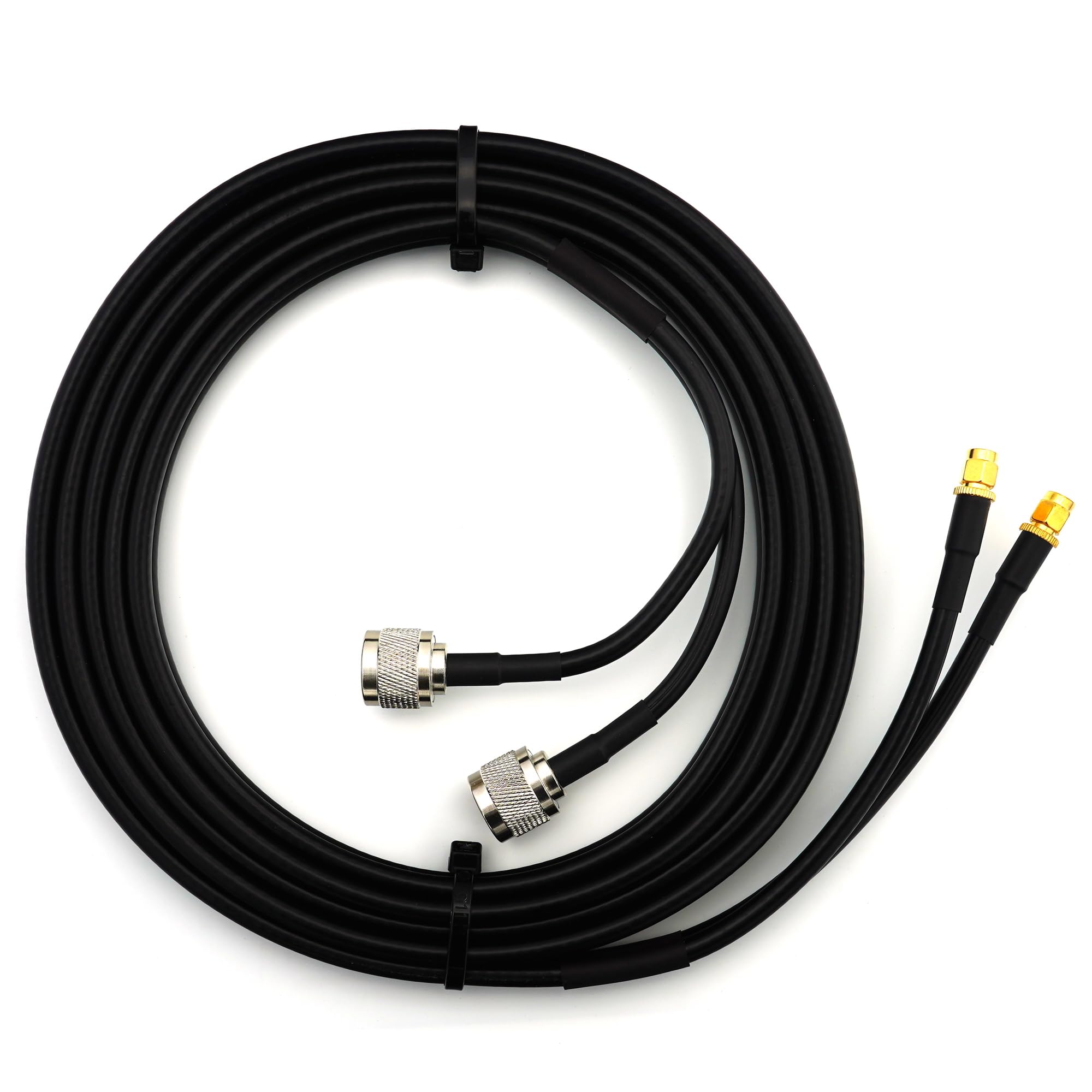 15m RP-SMA Macho a N Macho Coaxial doble extensor — RPSMA N Cable de Extensión HF-240 gemelo (LMR 240 equivalente) — alargador para amplificador señal repetidor WIFI Router Antena adaptador