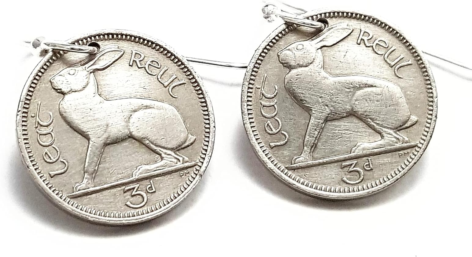 Rabbit Coin Earrings. Irish coin earrings. Ireland coin earrings. Rabbit earrings.
