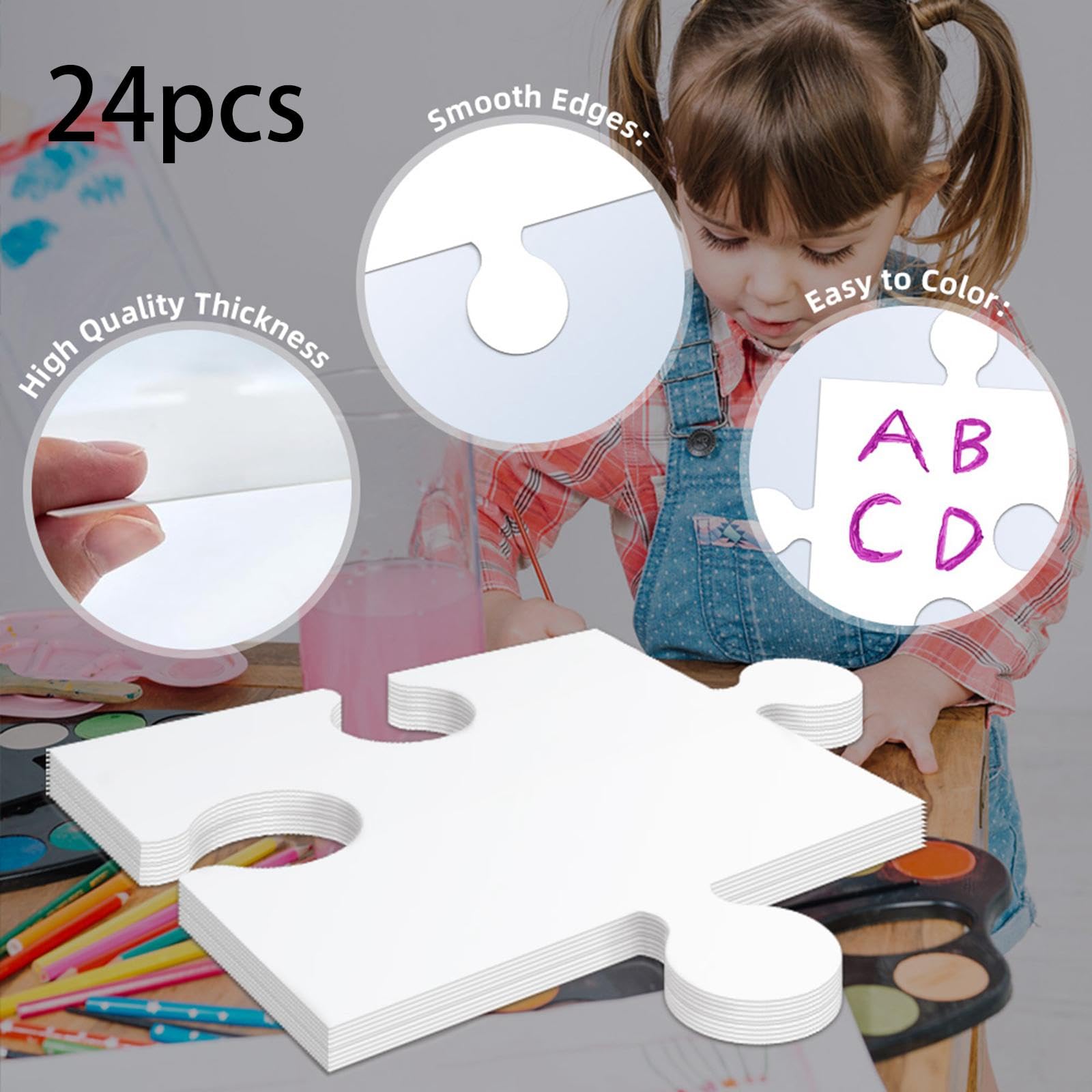 Harilla 24 weiße, Leere Puzzles aus Karton (30,5 x 28 cm) für und Erwachsene – Bastelvorlagen