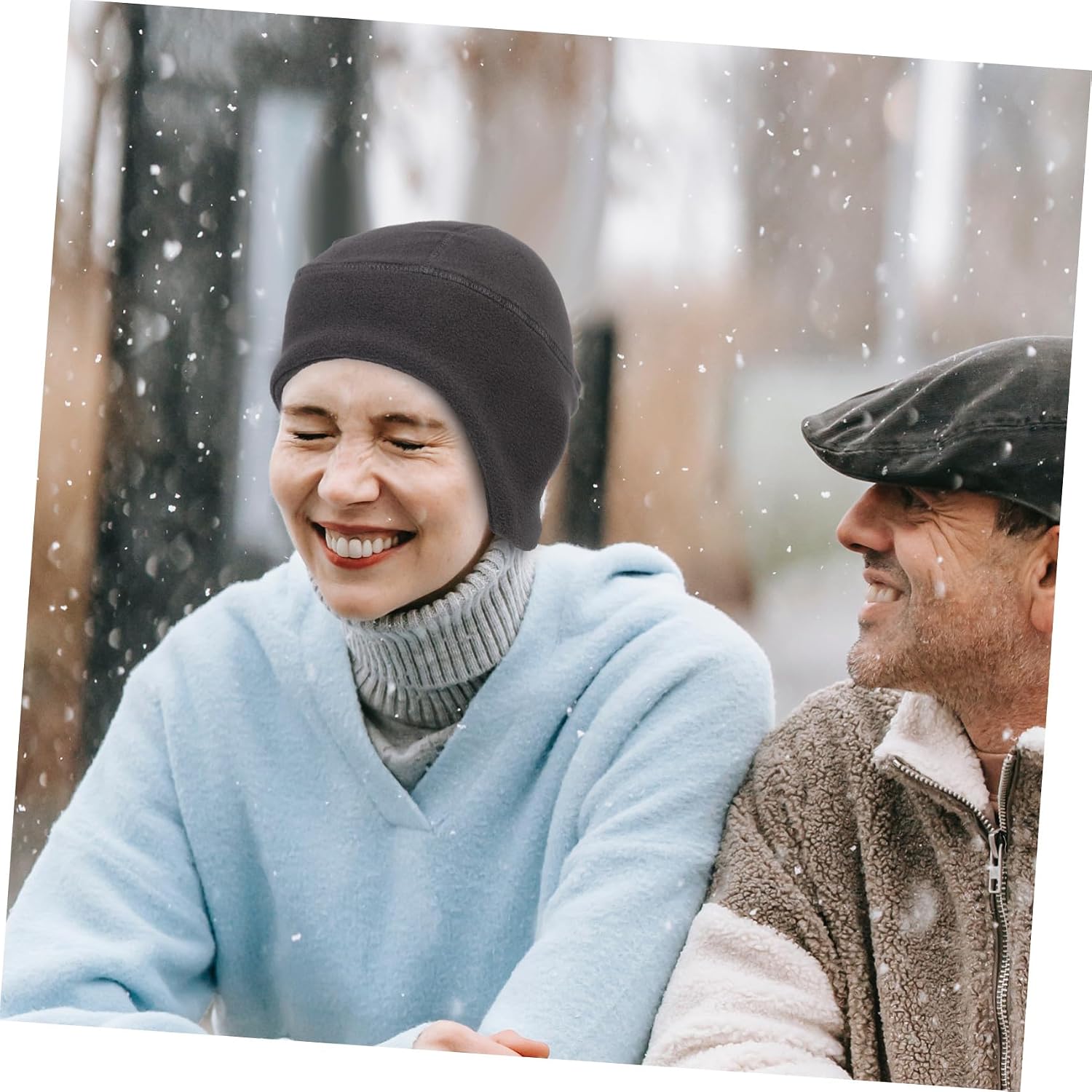 Warm Polar Fleece Hat Windproof Thermal Ear-Cover Winter Cap for Outdoor Sports Stylish Warmth and Elastic Fit Deep Gray