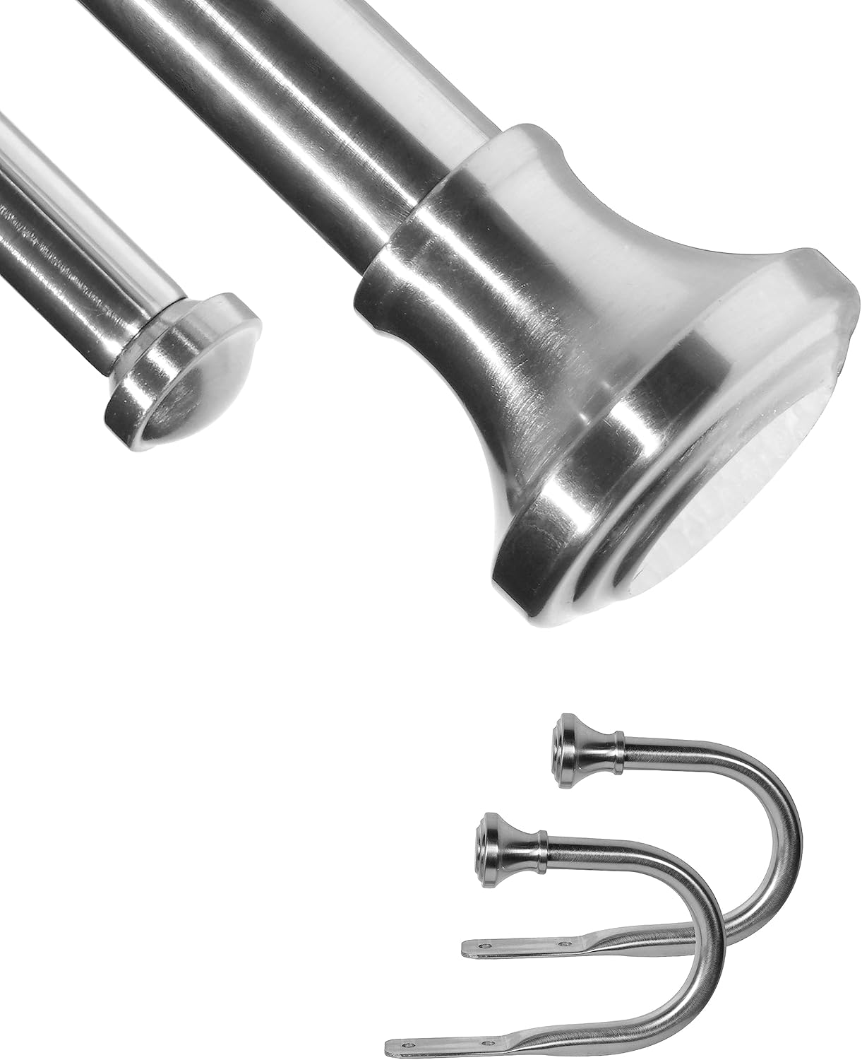 1" Double Curtain Rod with Trumpet Finials and holdbacks, Sand Nicke,48‘’-84‘’