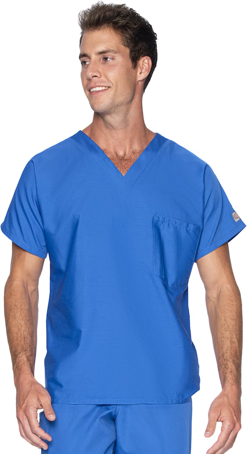 Landau Scrub Zone Unisex Relaxed Fit 1-Pocket V-Neck Scrub Top 71221 : Clothing, Shoes & Jewelry