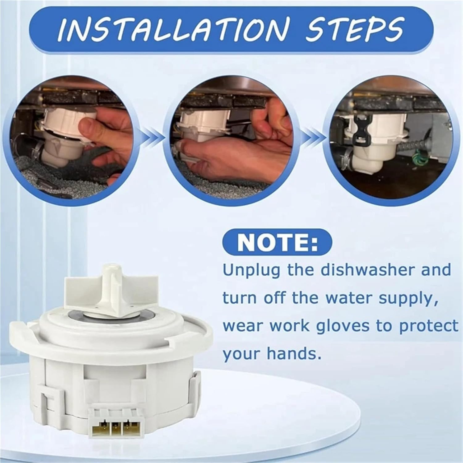 Dishwasher Drain Pump EAU62043401 EAU62043403 EAU60710801 EAU60710802，Compatible For LG, Compatible For KenMore，Dishwasher/Dryer Replace