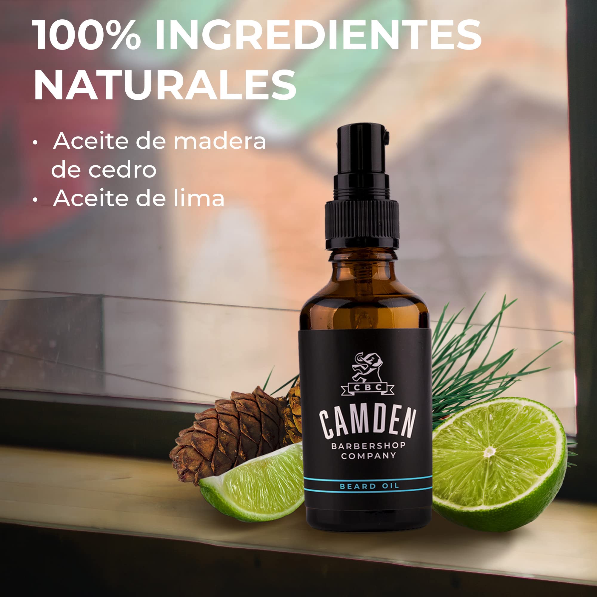 CAMDEN Kit para el cuidado de la barba para hombre ● Set que incluye un aceite, un bálsamo, un cepillo y un peine ● Regalos originales