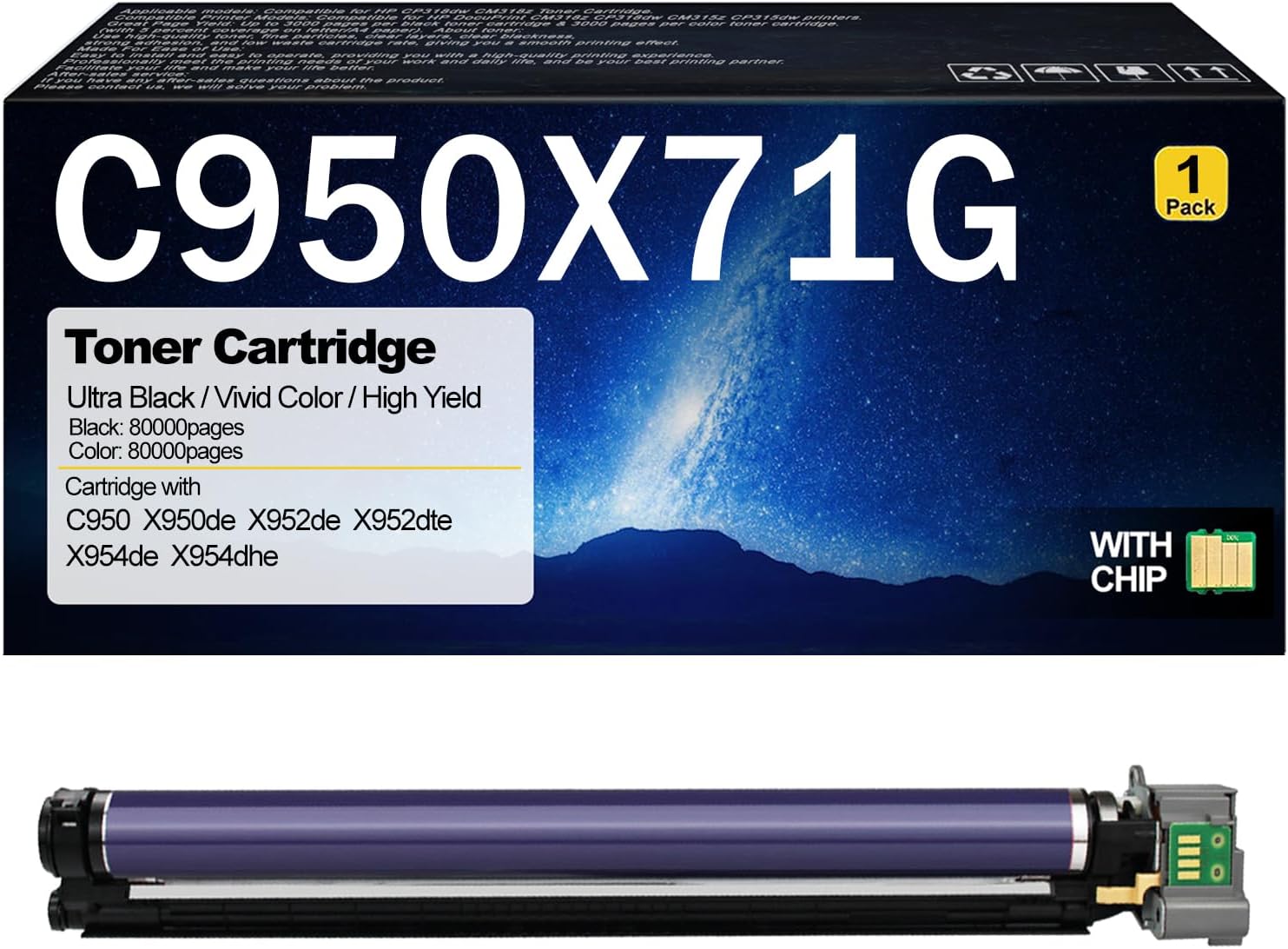 C950X71G Imaging Drum Unit Compatible for Lexmark C950X71G Drum Unit Cartridge for Lexmark C950 C950de X950de X952de X952dte X954de X954dhe Printer Black