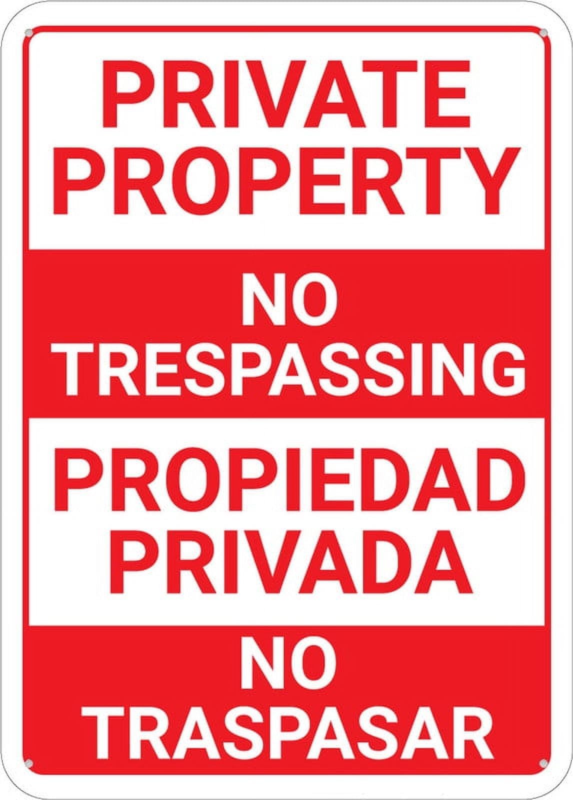 Peiyeety A09 Bilingual Private Property No Trespassing Wall Sign Outdoor Metal Sign - 12X16 Inches Metal Signs For Business, Workplace, Office, Home, Delivery Signs, Road Signs, Garden Signs