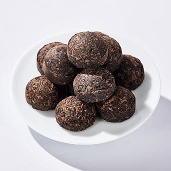 Yunnan Ripe Pu-erh Tea Tuocha, 10 Mini Puer Tea Cakes 50g Aged Tree Fermented Black Tea, Smooth & Sweet, Individually Wrapped for Easy Brewing