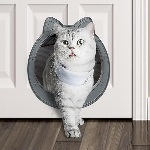 Puerta interior grande para gatos, puerta de gato sin solapa para puerta interior, puerta de mascotas para gatos, fácil instalación, sin