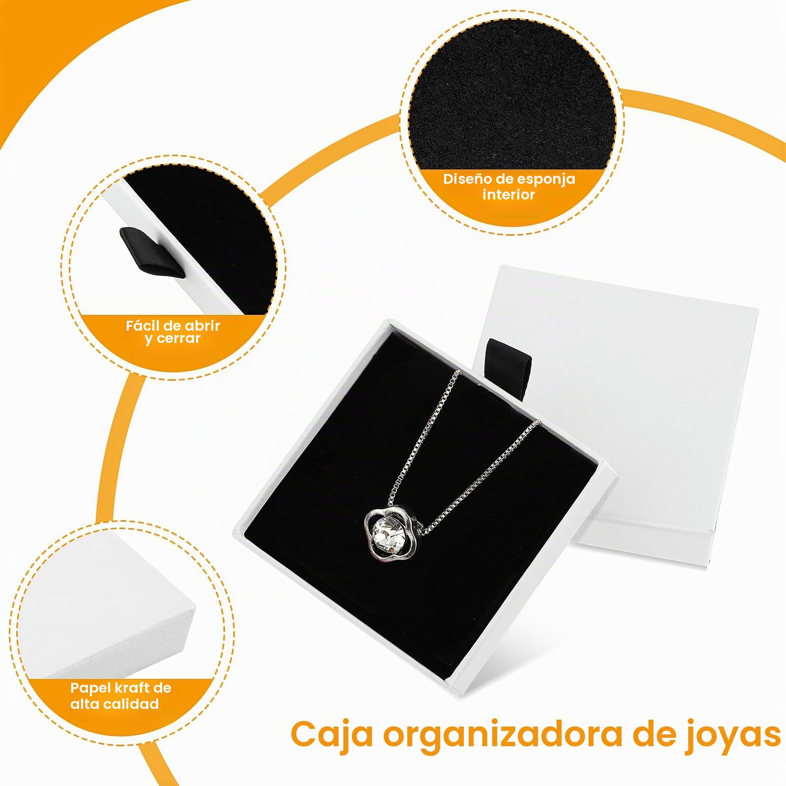 Caja de Regalo de Joyería Pequeña Blanca 2 Piezas Extraíble Cuadrada para Pulsera Collar