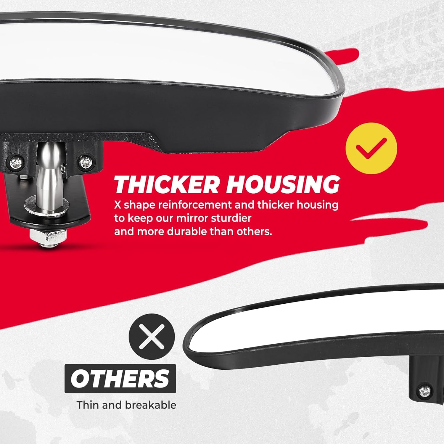 KEMIMOTO UTV Rear View Mirror Compatible with Polaris Ranger 500 570 900 XP 1000 XP/Crew 2017-2026 with Factory Drop Down Mounting Tab, UTV Panoramic Rear View Mirror OEM #2879969 - Image 4