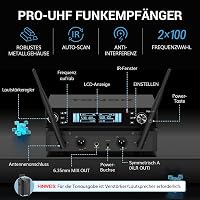TONOR TW550 Vezeték Nélküli Újratölthető Mikrofon Szett, 2 Mikrofonnal, 80m Hatótáv, Auto Scan, 6.35/3.5mm, Karaoke, DJ, Rendezvény 6