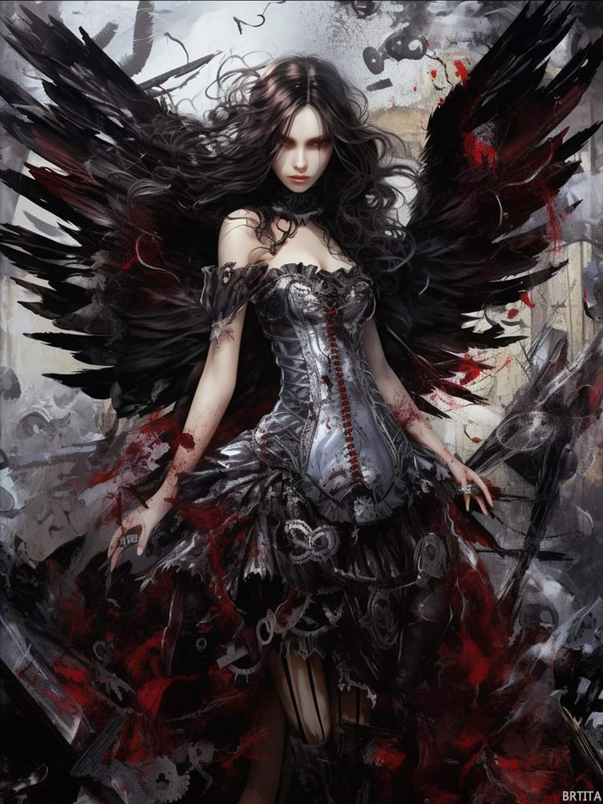 Amazon.com: BRTITA Fallen Angel Women Black Wing 5D Diamond Art