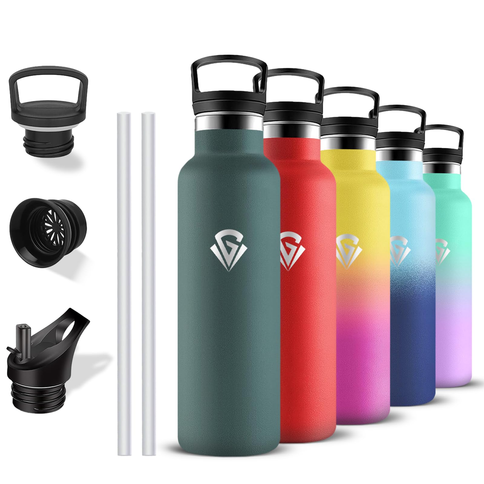 Borraccia Termica, Bottiglia Termica 750ml, Senza BPA, Bottiglia Termica Con filtro e Cannuccia, Borraccia Sportiva, Senza Perdite, Borracce per Campeggio, Viaggio, Fitness, Escursionismo, Palestra