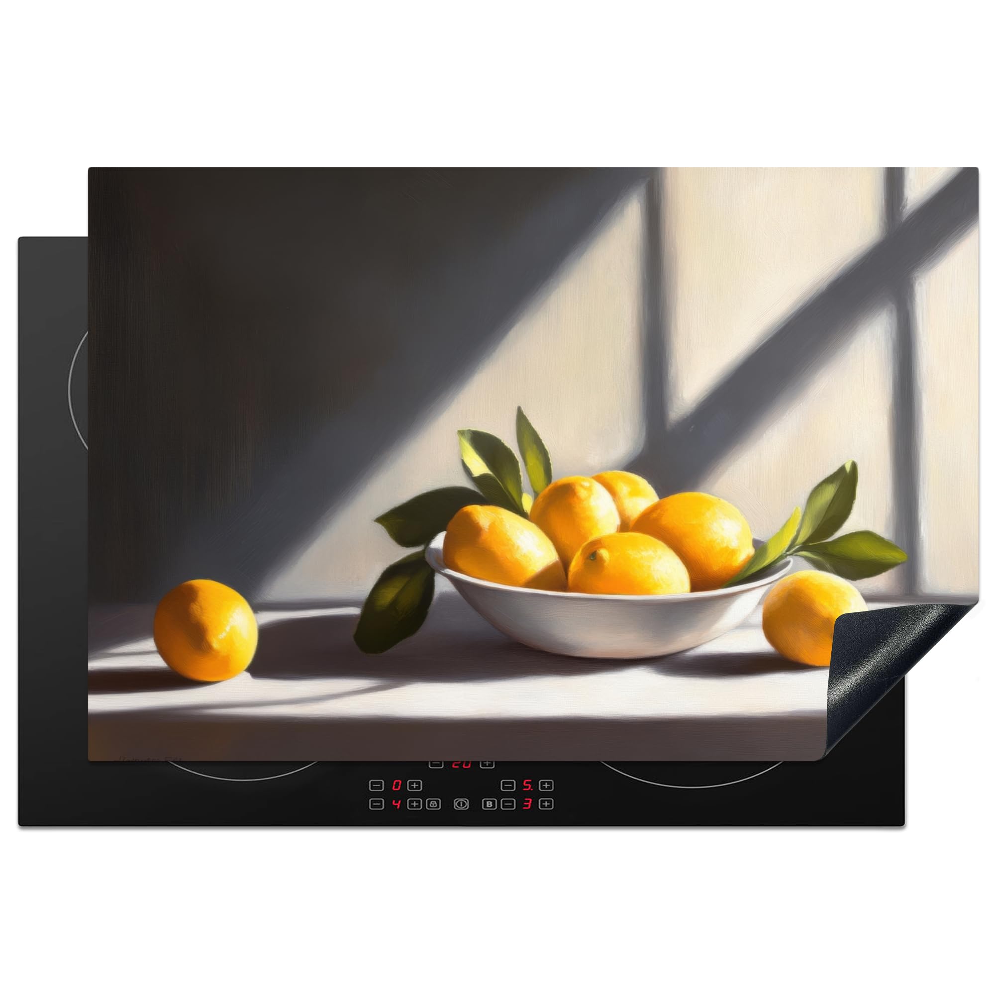 KitchenYeah© Induction Hob Protector Mat 20.3"x29.9" / 76x51.5 cm Stove Cap Top Cover Kitchen Cooker Covers for Electric Hobs Vinyl Lemons - Still Life - Yellow — image 1