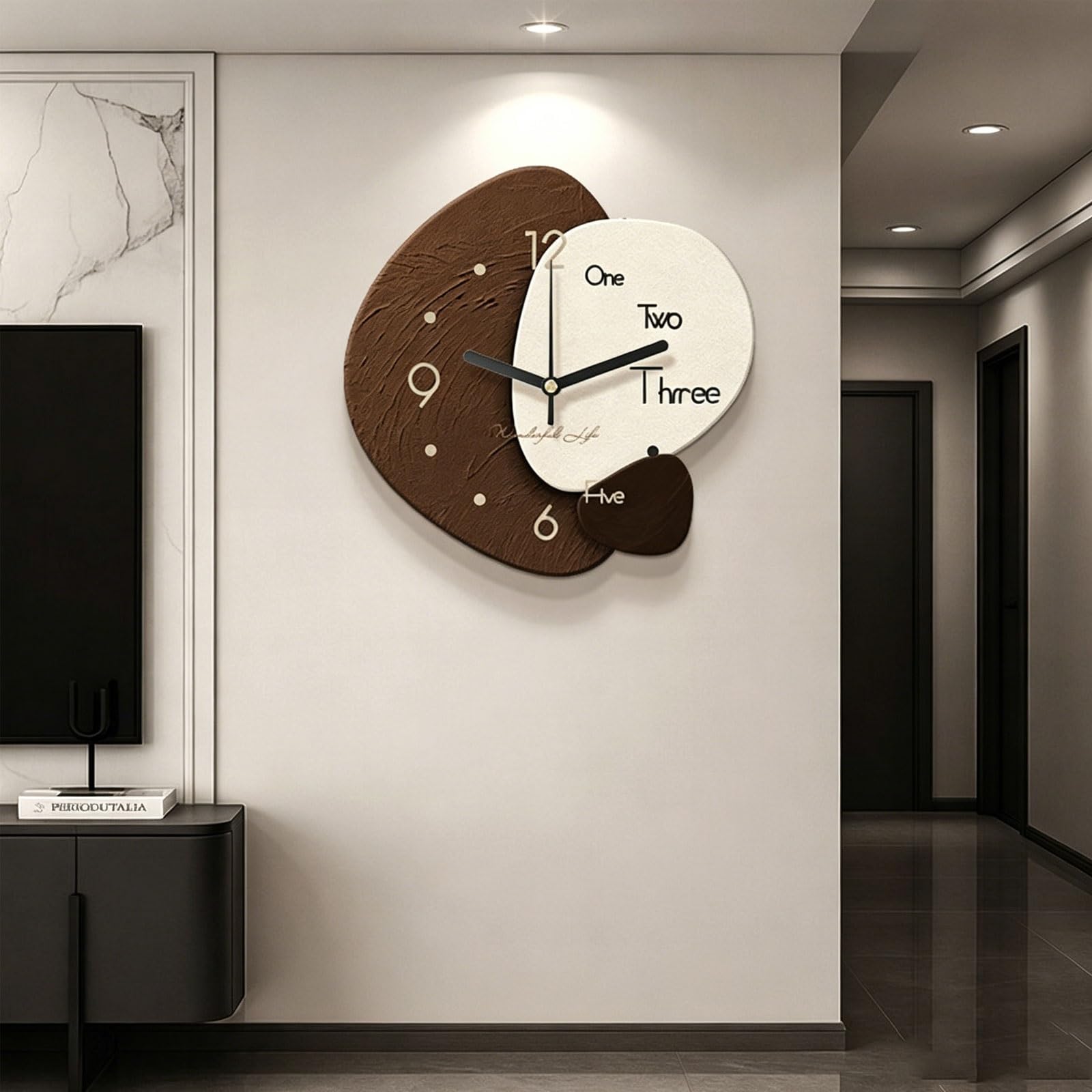 OECETCAWKD Modern 3D Wall Clock with Silent Non-Ticking, Sandstone Wall Art, Minimalist Frameless Hanging Painting, Home Decor for Living Room Dining Room(D,50 * 50CM/19.7 * 19.7IN)