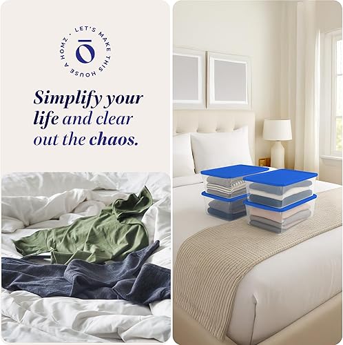 Vista 41 de Homz - Contenedores de plástico para almacenamiento, con tapas blancas, 6 cuartos de galón, transparentes, apilables Tapa azul,Tapa gris,Tapa blanca