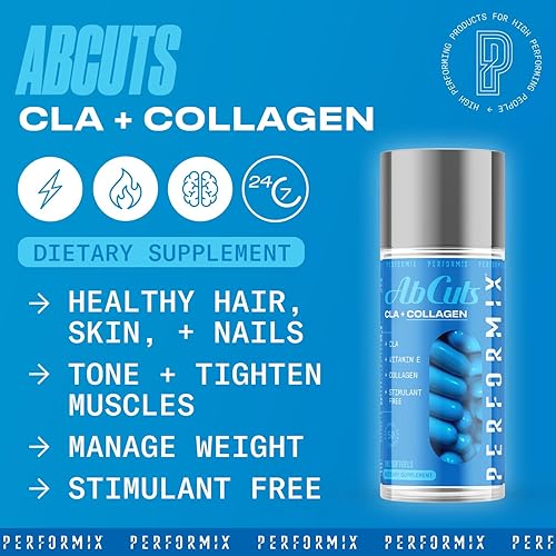 Miniatura 2 de Performix AbCuts CLA  colágeno  100 cápsulas blandas  para hombres y mujeres no estimulante  Contiene aceite de cártamo CLA vitamina E colágeno de