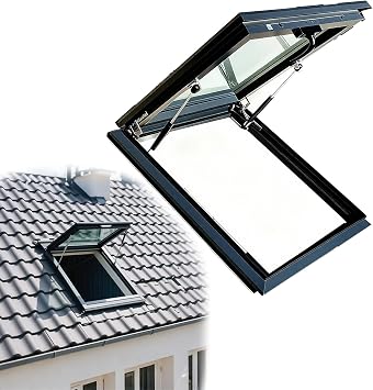 Skylight Window for House Roof, Hand Skylight with Double-Layer Tempered Glass, for Basement, Garage, Sun Room and Outdoor Attic Entry, Underground Well Lighting Door