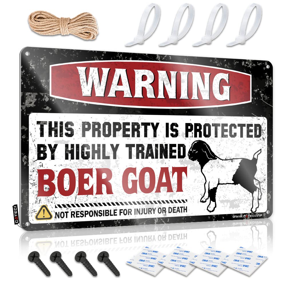 Tin Signs For Garage Warning This Property Is Protected By A Highly Trained Boer Goat Tin Sign Funny Vintage Signs Beer Signs For Bar(30X40CM)
