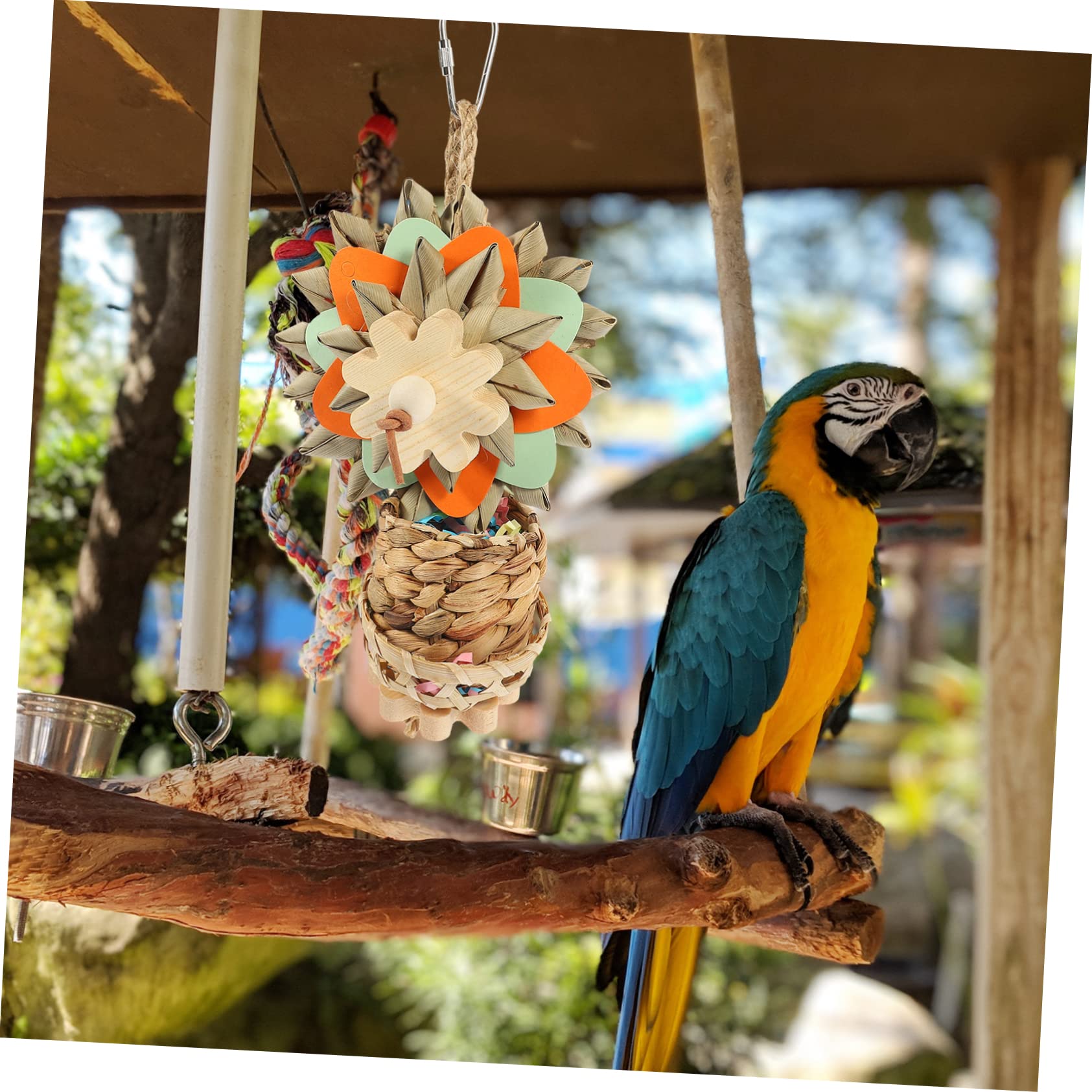 BESPORTBLE 4stücke Funny Bird Toy Für Papageien Handgefertigtes Kauspielzeug Aus Naturmaterialien Zum Spielen Und Entspannen Für Vogelarten Mit Bunten Palmblatt-Elementen Sicher Und