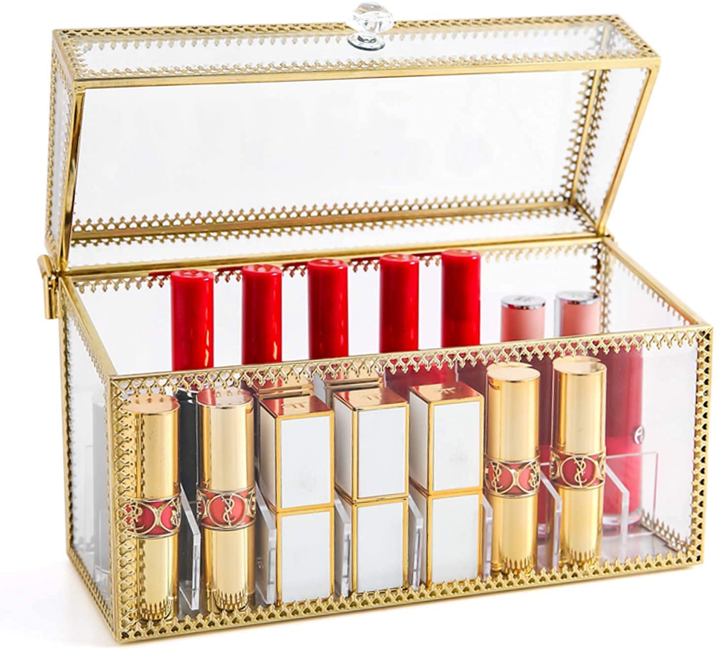 Acrylic Vintage Makeup Organizer,Stackable Cosmetic Storage Countertop Cosmetic Display Cases for Makeup Brushes Perfume Lipstick Nail Polish for Dresser Vanity Countertop (Lipstick Holder)