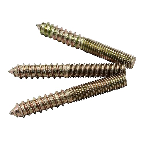 Miniatura 19 de Hitefu 20 tornillos de suspensión, tornillos de doble extremo M4 de 1.18 pulgadas de longitud, tornillo de clavija M4 para muebles de madera