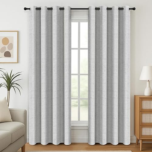 Cortinas 100% opacas para puerta corrediza, cortinas para puerta de patio, cortinas de lino extra anchas de 84 pulgadas de largo, cortinas con