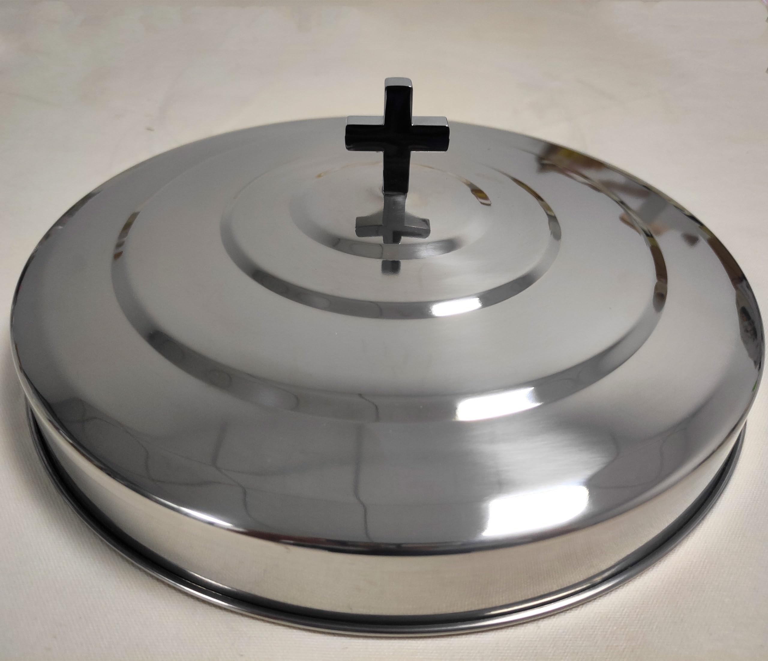 Bandeja de comunión de acero pulido plateado de alta calidad con cubierta para servicio de iglesia, bandeja apilable para servir comunión y cubierta para tazas de comunión, bandejas de
